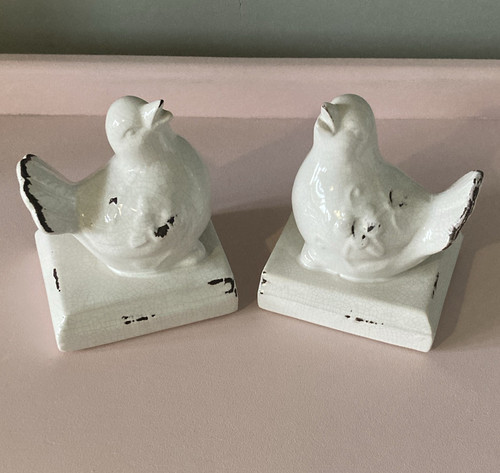 White gloss ceramic bird - white,