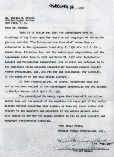 Marilyn monroe signed letter - marilyn,