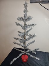Vintage Silver tinsel 23" Christmas Tree
