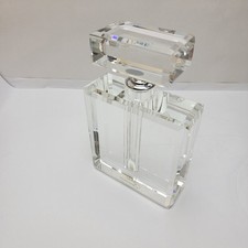 SORELLE "Art Deco" Heavy Large Clear Crystal Glass Perfume Bottle & Dauber Bling