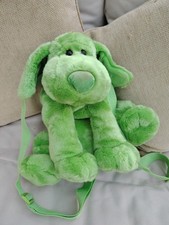 Cuddly Green Dog Plush Backpack/Pyjama Case