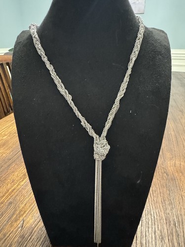 Silver tone multi strand knot - silver,