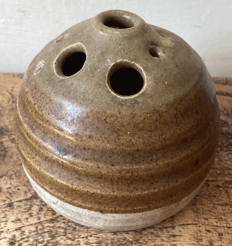 Round stoneware flower frog - stoneware,