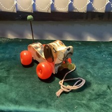 Vintage Retro Fisher-price Wooden puppy 1960s Little Snoopy Dog With Slipper 693