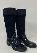 Hobbs Mallory Long Flat Boots Wellie Quilted Upper Black UK 8 EU 41