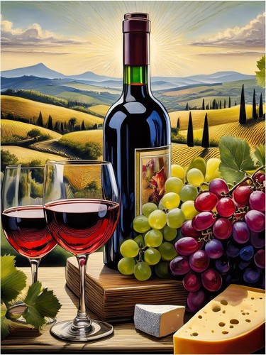 Tile mural wine themed - wine, tuscany