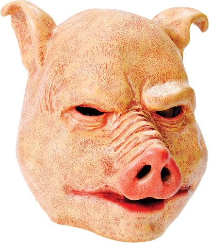 Pink latex horror pig mask - latex, |