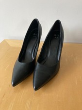 Black Faux Leather Court Shoes