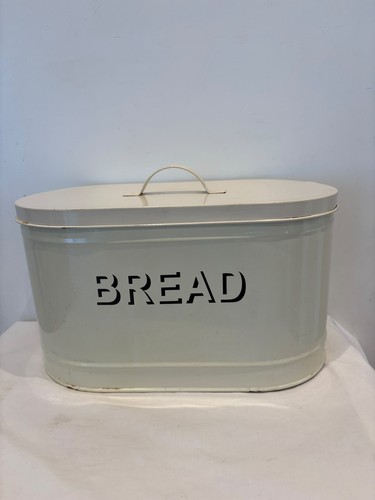 Vintage cream enamel bread bin - vintage,