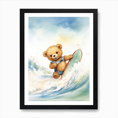 Surfing teddy bear painting - surfing,