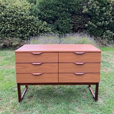Vintage Europa Teak Effect Chest of Drawers Mid Century Modern 6 Drawers