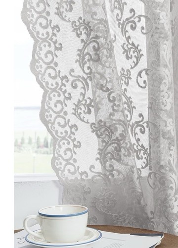 Grey lace curtains panels - lace,