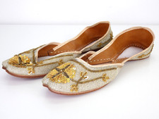 Ethnic Shoes Wedding Sherwani Pakistani Punjabi Jutti Gold Sequin UK 6