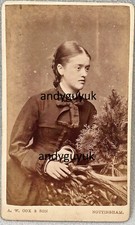 CDV NOTTINGHAM LADY BOTANY CONIFER PLANTER BY COX ANTIQUE PHOTO BOW RIBBON