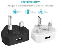 UK 3 Pin Dual USB Plug Adapter