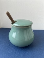 Denby Pottery • Vintage Bourne Green Jam/Marmalade/Honey Pot Jar with Lid VGC
