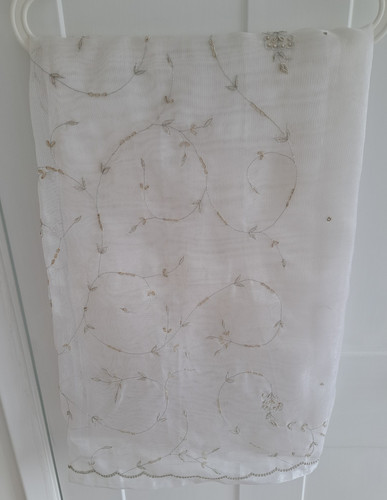 Beautiful white organza saree - white,