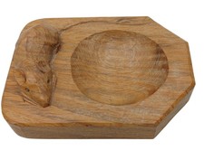  Vintage Robert Mouseman Oak Dish  10cm Diameter 