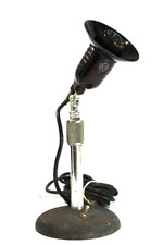 VINTAGE OLD RCA VICTOR Type MI-6206 MICROPHONE WORKING + TABLE STAND & BAFFLE