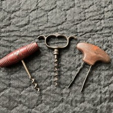 x3 ANTIQUE CAST IRON Corkscrews, 2 Cork Screws& Wiggle N Twist Cork Extractor