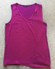 M&Co magenta pink vest top with sparkly top layer size 14 vgc