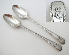 Rare Georgian Sterling Silver Duty Dodger Dessert Syllabub Mote Long Tea Spoons