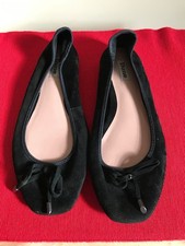 New Black  Dune Ballet Flats with Silver Metal Tipped Bows - Eur 40