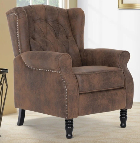 Brown faux leather wingback - leather,
