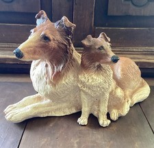 Collie And Puppy Resin Vintage