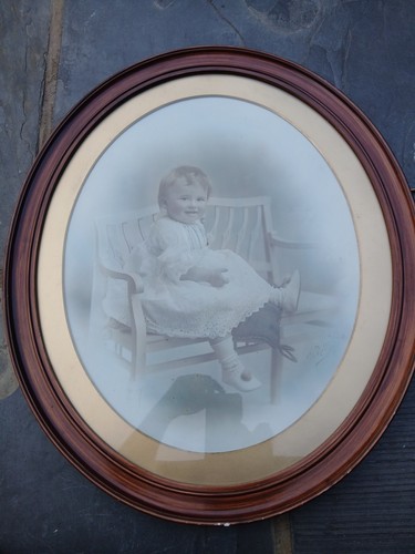 Large antique oval frame - large, baby