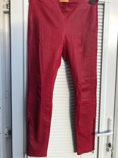 Catherine Malandring designer red real leather stretch skinny trousers UK12