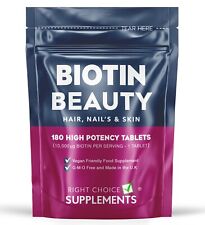 Biotin 10,000mcg | 180 Max Strength Tablets | Healthy Hair, Skin & Nails Growth