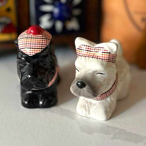 Ceramic scottie dog salt - scottie,