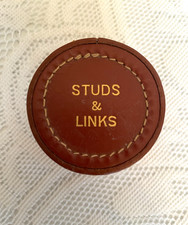 Vintage  Studs & Links Box  Brown Leather Hide
