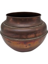 Vintage Copper Bowl Decorative Round Antique Finish Collectible Ite T2870 SP48