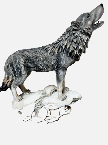 Wolf statue rock grey - wolf,
