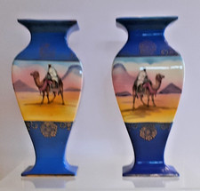 Stunning Pair of 1920's Egyptian Revival Ceramic Vases 23.5 cm tall
