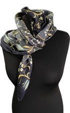 Liberty Floral Silk Scarf Green Yellow Pattern Beautiful Design