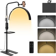 Lash Light for Eyelash Tech, 29" Adjustable Half Moon Beauty Lamp with 3 Colour