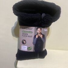Livergy Men’s Sherpa Fleece Gilet Sleeveless Bodywarmer Zip Size Large Black