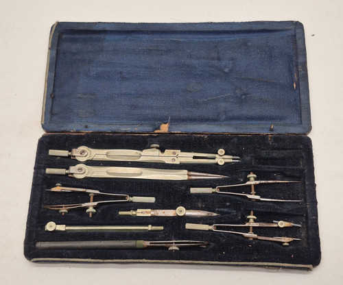 Antique drafting drawing set - drawing,