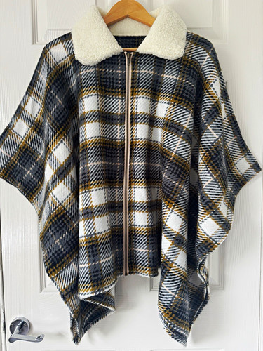 Tartan zip cape faux - tu,