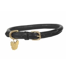 Shires Digby and Fox Rolled Leather Dog Collar - Black