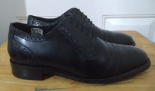 Samuel Windsor Black Leather Formal Lace Oxford Cap Toe Brogues Dress Shoes UK-7