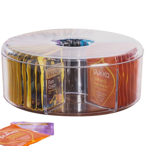 Clear round teabag storage box - teabag,