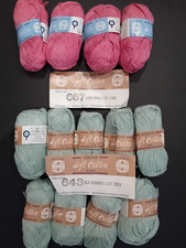 650gm Sirdar SOFT COTTON 100% 4ply SEA GREEN & RICH PINK vintage baby