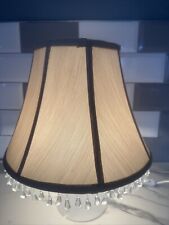 Vintage Ivory T Fabric Lamp Shade W/ Beaded Fringe Boho