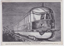 93201 Artist Postcard Six-Axle Express Railcar Deutsche Reichsbahn (Wumag)