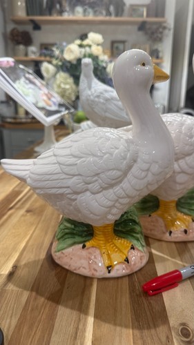Pair vintage ceramic geese - pair,