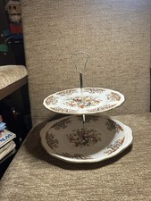 Vintage Colclough Royale 2 Tiered Cake Stand with Handle Bone China 